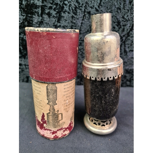 92 - Vintage pigeon lantern parts with red glass for photography and three boxes of fuel tablets