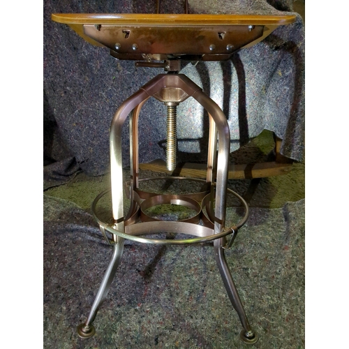 921 - Vintage style bentwood machinists stool on copper coloured metal base in excellent condition.  Spin ... 