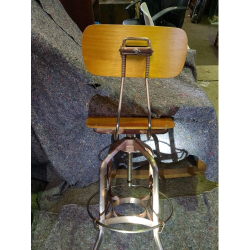 921 - Vintage style bentwood machinists stool on copper coloured metal base in excellent condition.  Spin ... 