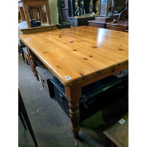 924 - Stunning large farmhouse pine dining table.  L154cm x W122cm x H78cm