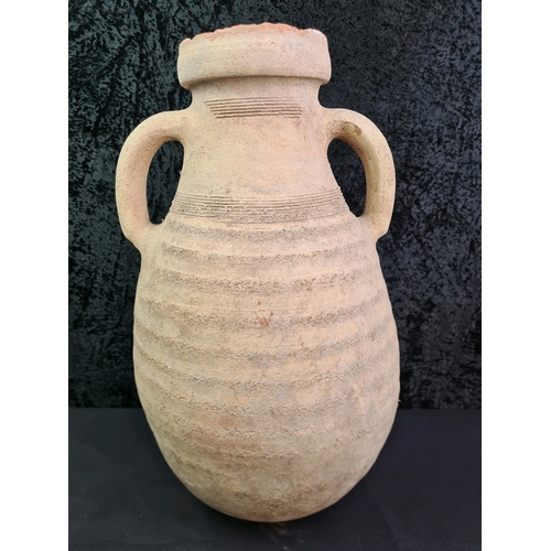 95 - Round bottomed large stoneware / terracotta vase, approx 47cm tall