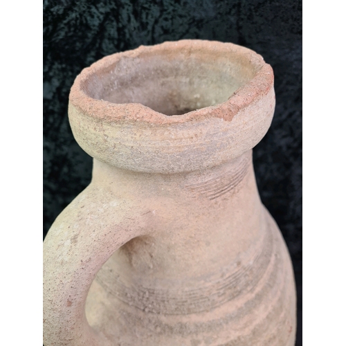 95 - Round bottomed large stoneware / terracotta vase, approx 47cm tall