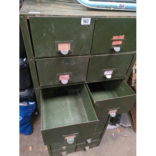 963 - 1950's 16 drawer metal filing cabinet.  Perfect for your workshop tools storage worries, or anywhere... 