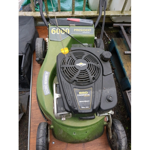 974 - Self propelled petrol lawnmower in excellent order.  Model President 6000 with a 190cc OHV 850 comme... 