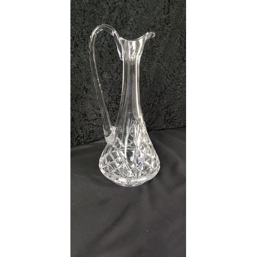 350 - 1 beautiful glass decanter, with stopper, along with  elegant, long necked crystal glass jug H33 and... 