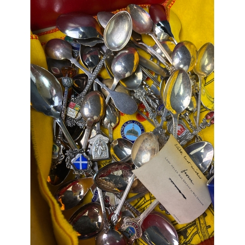 184 - Interesting collection of collectible teaspoons, a Mother of Pearl fish knife  etc