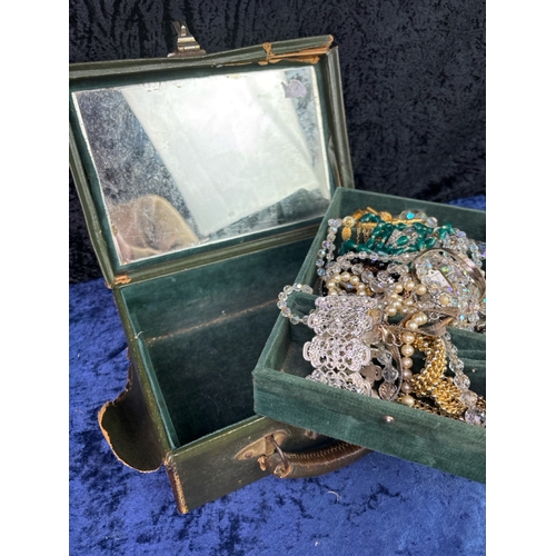 203 - Vintage jewellery box and contents of costume jewellery there in