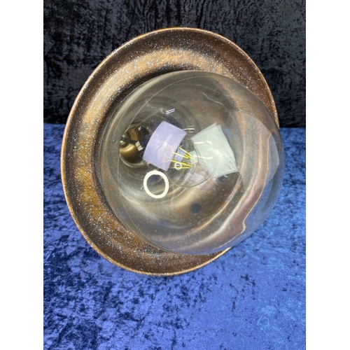 215 - Fabulous nautical style pendant lamp, glass and metal H34cm approx