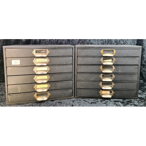 Pair of vintage six drawer table top metal filing cabinets. Each ...