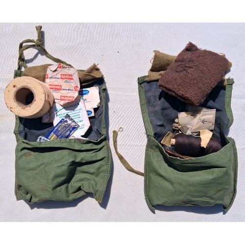 128 - Two 1950s housewives, repurposed, one is small med kit, the other contains sewing and cleanig kit, e... 