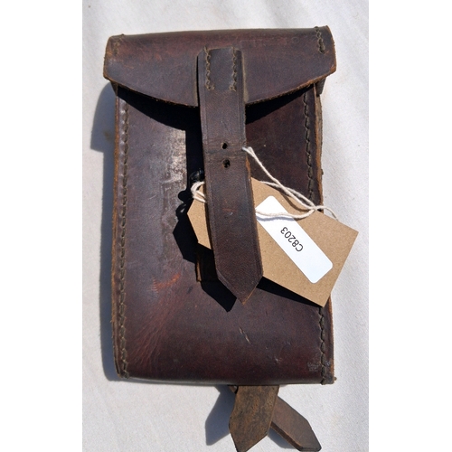 142 - WW2 British, 1942, 13&18pr, leather sight clinometer case.