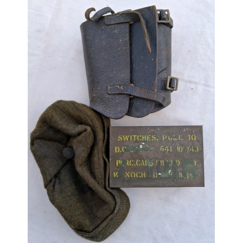 161 - WW2 British leather gaiters, 1943 tin and a jeep cap.