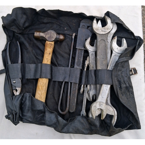 176 - British armoured car tool kit, with slogging wheel nut tubular spanner, Daimler, Dingo, ferret etc