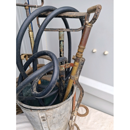 806 - Three WW2 Stirrup pumps and 2 buckets