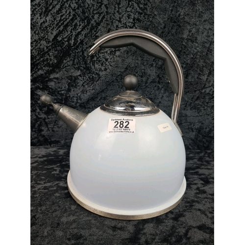 282 - A baby blue Aga branded hob top kettle.