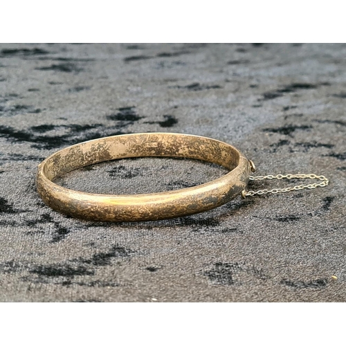 Two silver clip bangles with etched designs, total weight approx 23g