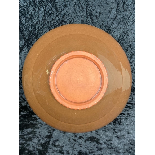 154 - Lovely large studio pottery bowl by Hugh West, painted by Christine West (Hugh's wife). Approx D40cm... 