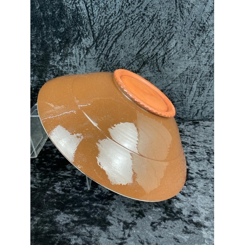 154 - Lovely large studio pottery bowl by Hugh West, painted by Christine West (Hugh's wife). Approx D40cm... 