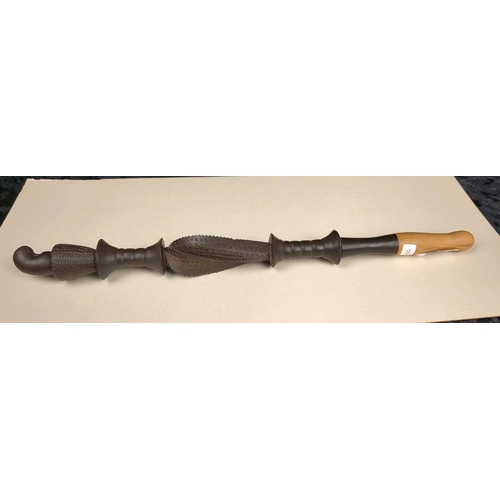 261 - Interesting hand carved tribal staff or weapon! Approx L40cm.