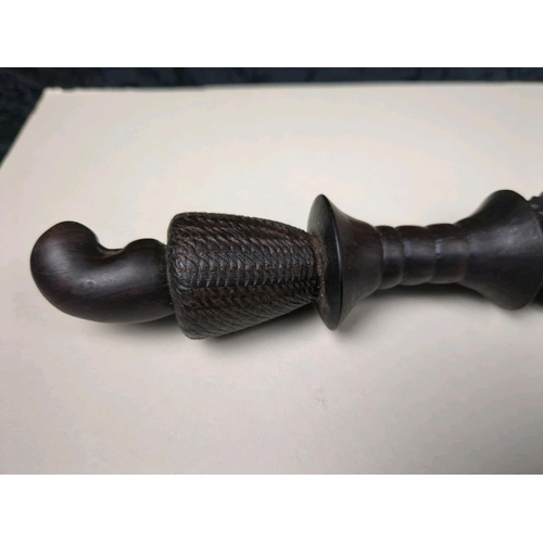 261 - Interesting hand carved tribal staff or weapon! Approx L40cm.