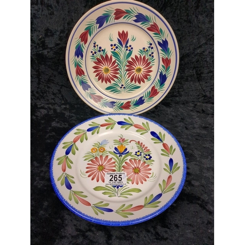 265 - Two vintage Henriot Quimper earthenware plates with hand-painted 