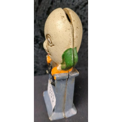 333 - Vintage Humpty Dumpty cast iron money box.