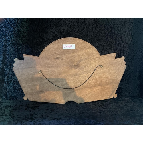 41A - Beautiful Art Deco mirror with bevel edges and fan detail. H47cm x W83cm.