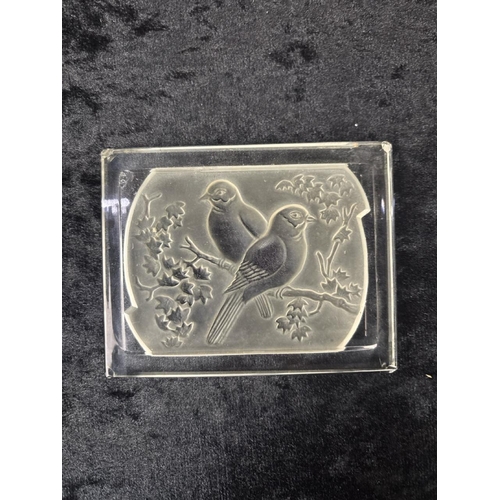 423 - Dressing table set of four uranium green glass items, plus an embossed glass plaque.