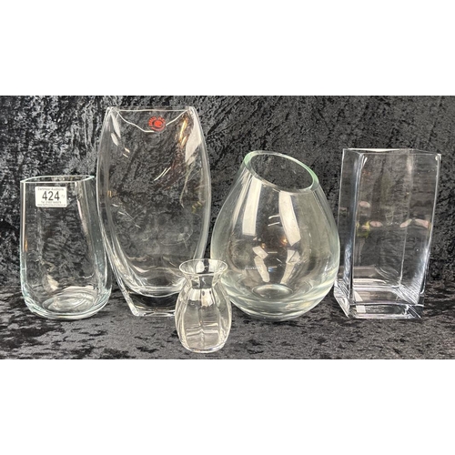 424 - Five modern glass vases, one handmade, for every type of flower display.