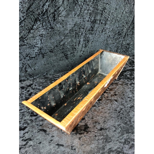 452 - 1970s handmade copper artisan planter (approx H10 x W39cm) and a smaller Indian brass planter.