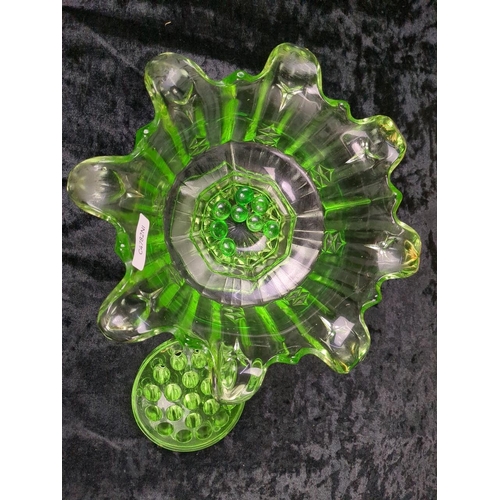 11 - Tall Art Deco floral decorated vase marked Adams & Co (approx H33cm) and a wonderful 1930s green gla... 