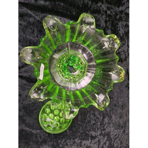 11 - Tall Art Deco floral decorated vase marked Adams & Co (approx H33cm) and a wonderful 1930s green gla... 