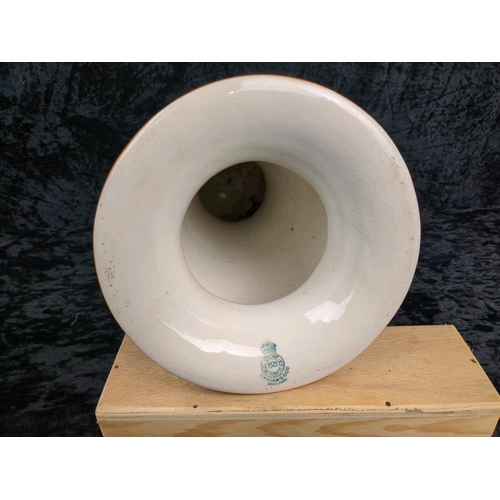 11 - Tall Art Deco floral decorated vase marked Adams & Co (approx H33cm) and a wonderful 1930s green gla... 