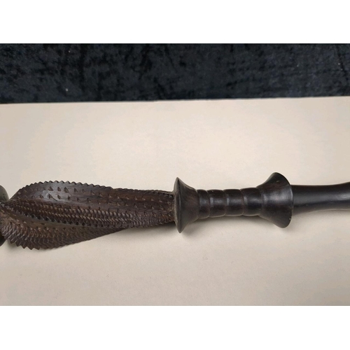 261 - Interesting hand carved tribal staff or weapon! Approx L40cm.