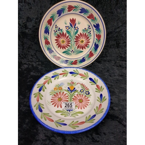 265 - Two vintage Henriot Quimper earthenware plates with hand-painted 