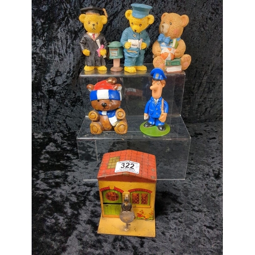 322 - Set of three three Cherished Teddies figurines, a vintage tin, and others…