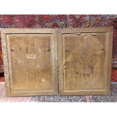 736 - Pair of lovely framed prints of watercolour paintings by A. Marc in gilt frames. Frames approx 48cm ... 