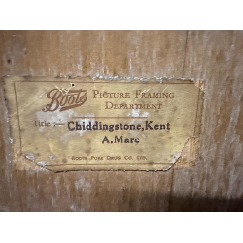 736 - Pair of lovely framed prints of watercolour paintings by A. Marc in gilt frames. Frames approx 48cm ... 