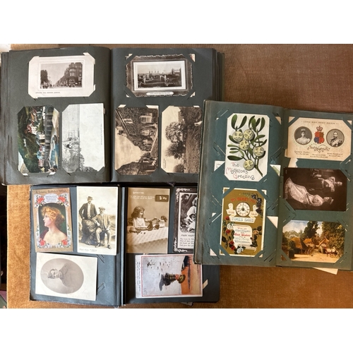 757 - Three vintage albums with postcards including many humorous and some c1900-1920
