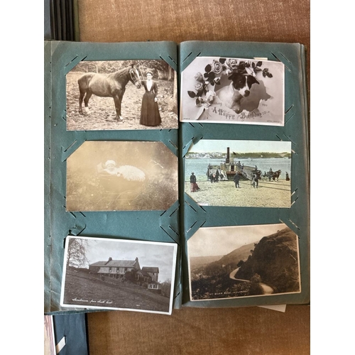 757 - Three vintage albums with postcards including many humorous and some c1900-1920