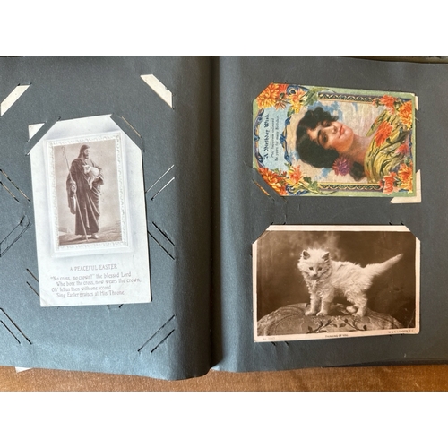 757 - Three vintage albums with postcards including many humorous and some c1900-1920