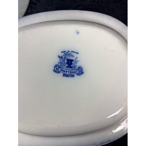 819 - Four pairs of vintage blue and white plates by Doulton, Royal Crownford etc. plus an antique German ... 