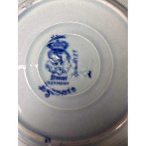 819 - Four pairs of vintage blue and white plates by Doulton, Royal Crownford etc. plus an antique German ... 