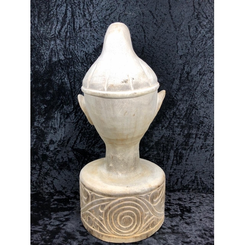 90 - Large hand-carved wooden figure head. Approx H51cm.