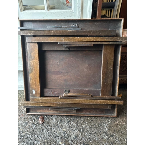 943 - Two vintage baize-topped folding card/games tables. Both approx H70cm x W71cm x D71cm.