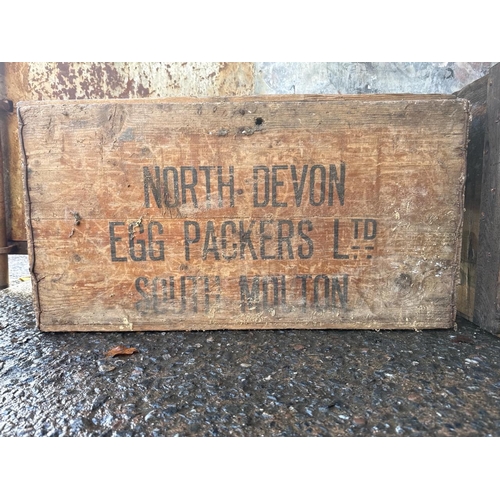 984 - Two large vintage wooden packing crates. North Devon approx H38cm x W68cm x D34cm and Liverpool appr... 