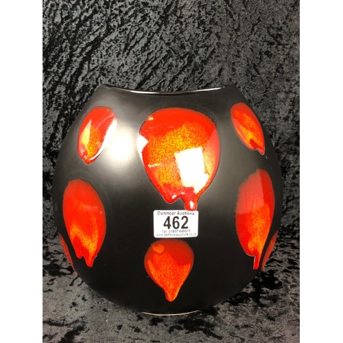 462 - Stunning Poole Pottery Galaxy Purse vase with matte black glaze and orange/crimson 