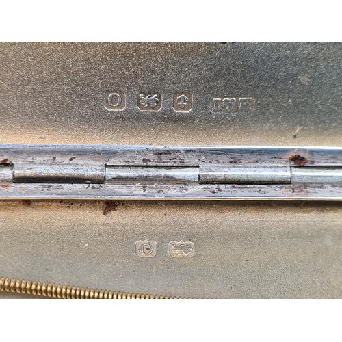 604 - Silver cigarette case with engine turned seasons monogram and date inscription, Birmingham 1938, app... 