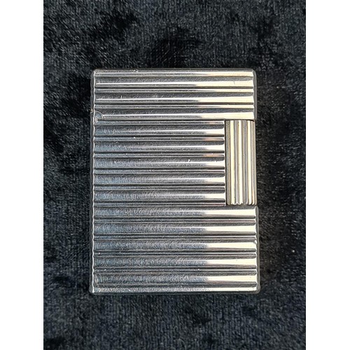 643 - S.T. DuPont ‘Line 1’ cigarette lighter in original box with paperwork and spare DuPont flints. Monog... 