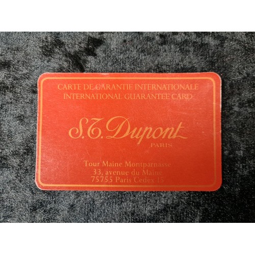 643 - S.T. DuPont ‘Line 1’ cigarette lighter in original box with paperwork and spare DuPont flints. Monog... 